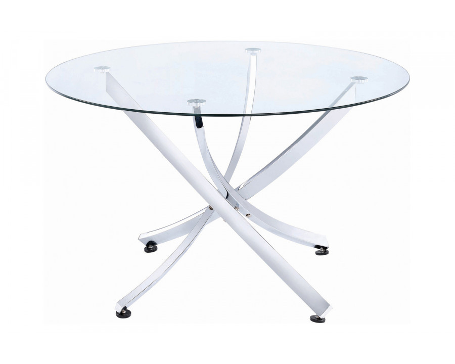 Coaster - Beckham Round Dining Table in Chrome/Clear