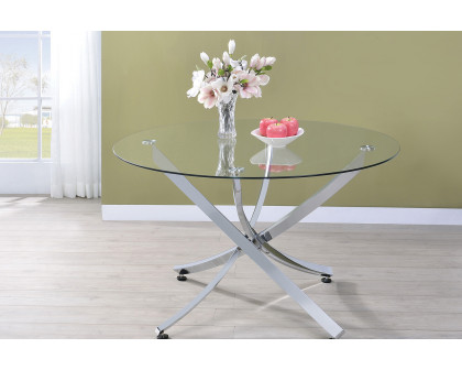 Coaster - Beckham Round Dining Table in Chrome/Clear