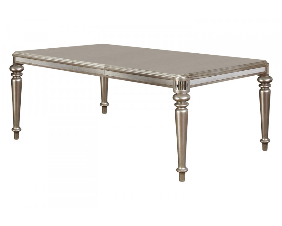 Coaster - Danette Rectangular Dining Table With Leaf in Metallic Platinum