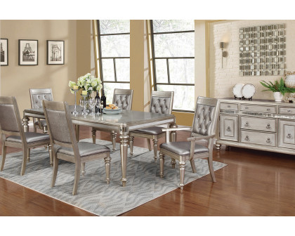 Coaster - Danette Rectangular Dining Table With Leaf in Metallic Platinum