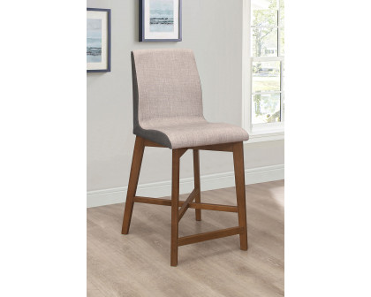 Coaster - Upholstered Counter Height Stools (Set Of 2) in Light Gray/Natural Walnut