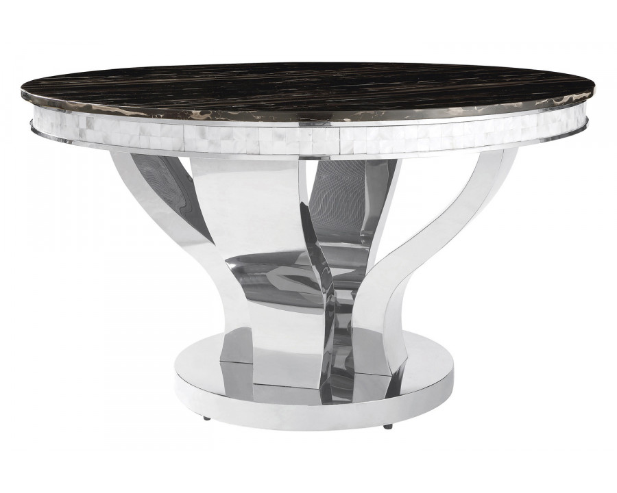 Coaster - Anchorage Round Dining Table in Chrome/Black