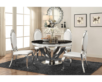 Coaster - Anchorage Round Dining Table in Chrome/Black