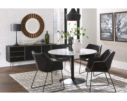 Coaster - Bartole Round Dining Table in White/Matte Black