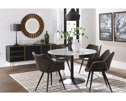 Coaster - Bartole Round Dining Table in White/Matte Black