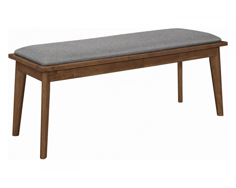 Coaster - Alfredo Upholstered Dining Bench in Gray/Natural Walnut