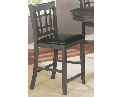 Coaster Lavon Upholstered Counter Height Stools (Set Of 2) - Black/Medium Gray