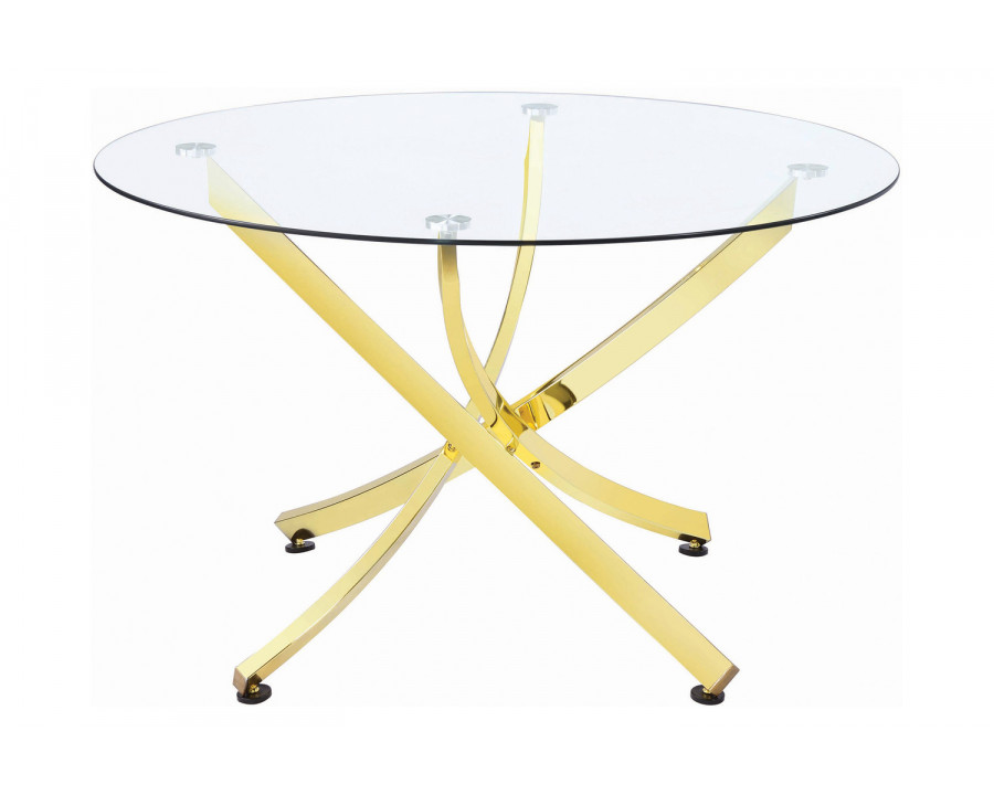 Coaster - Chanel Round Dining Table in Brass/Clear