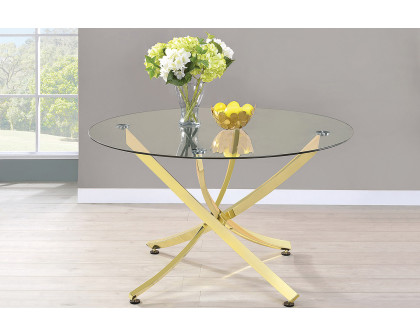 Coaster - Chanel Round Dining Table in Brass/Clear