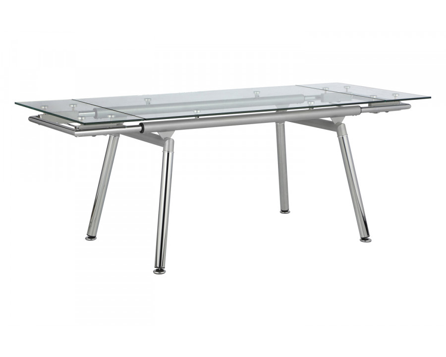 Coaster - Sonnett Expandable Glass Top Dining Table in Chrome/Clear