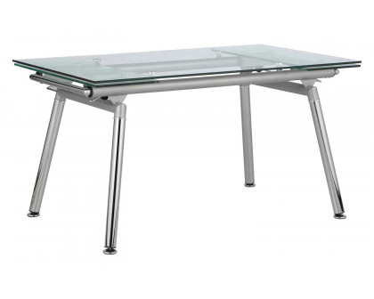 Coaster - Sonnett Expandable Glass Top Dining Table in Chrome/Clear