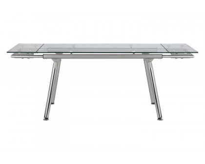 Coaster - Sonnett Expandable Glass Top Dining Table in Chrome/Clear