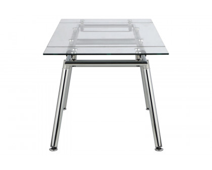 Coaster - Sonnett Expandable Glass Top Dining Table in Chrome/Clear