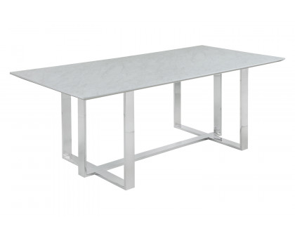 Coaster - Annika Rectangular Glass Top Dining Table in White/Chrome