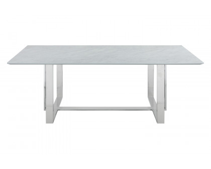 Coaster - Annika Rectangular Glass Top Dining Table in White/Chrome