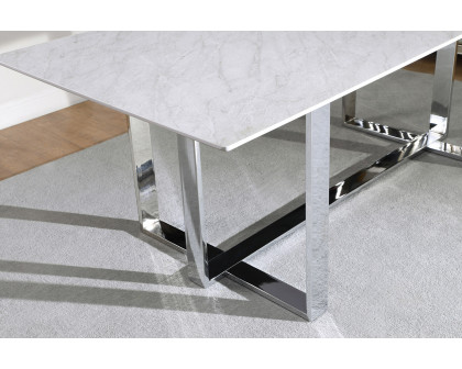 Coaster - Annika Rectangular Glass Top Dining Table in White/Chrome