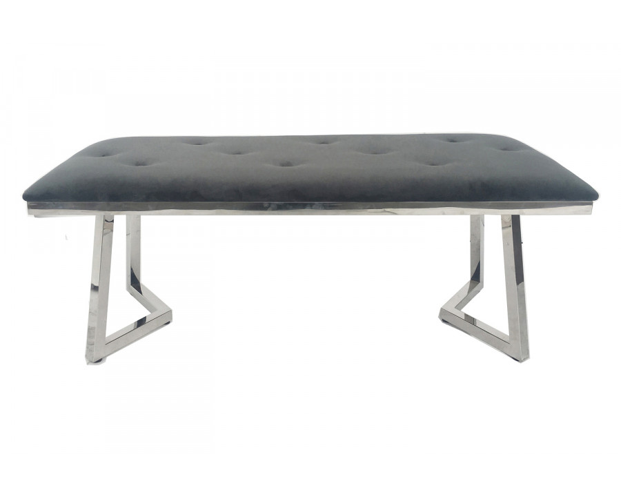 Coaster - Beaufort Upholstered Tufted Bench in Dark Gray