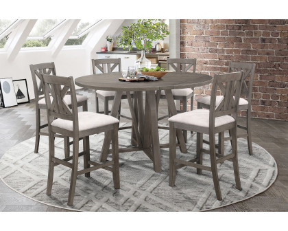 Coaster - Athens Round Counter Height Table With Drop Leaf in Barn Gray