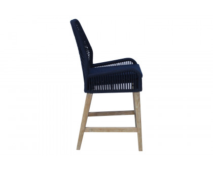 Coaster Athens Woven Rope Back Counter Height Stools (Set Of 2) - Dark Blue