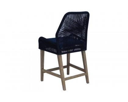 Coaster Athens Woven Rope Back Counter Height Stools (Set Of 2) - Dark Blue