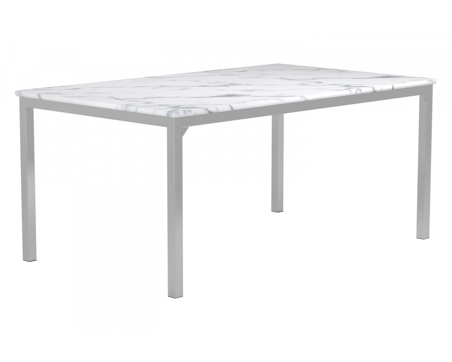 Coaster - Athena Rectangle Dining Table With Marble Top in Chrome