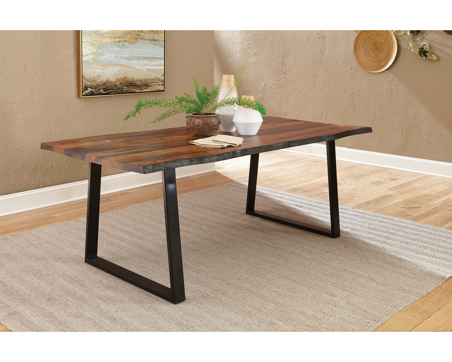 Coaster - Ditman Live Edge Dining Table in Gray Sheesham/Black