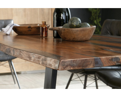 Coaster - Ditman Live Edge Dining Table in Gray Sheesham/Black