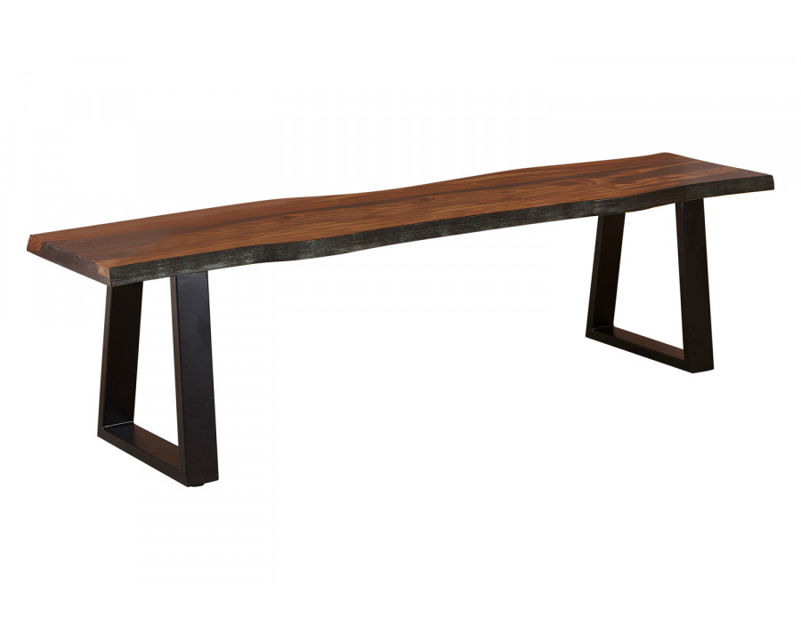 Coaster - Ditman Live Edge Dining Bench in Gray Sheesham/Black