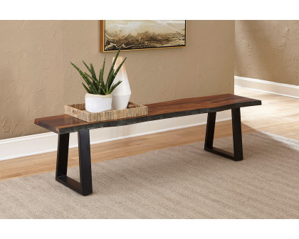 Coaster - Ditman Live Edge Dining Bench in Gray Sheesham/Black