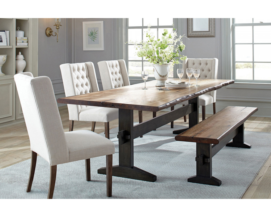 Coaster - Bexley Live Edge Trestle Dining Table in Natural Honey/Espresso