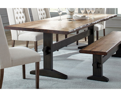 Coaster - Bexley Live Edge Trestle Dining Table in Natural Honey/Espresso