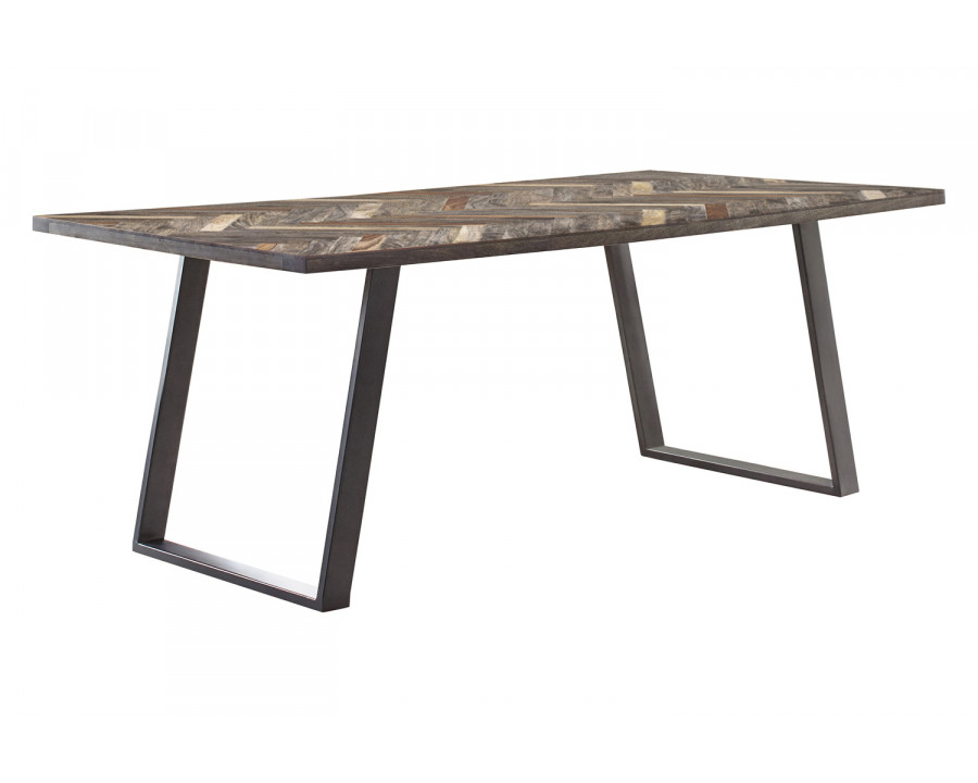 Coaster - Misty Sled Leg Dining Table in Gray Sheesham/Gunmetal