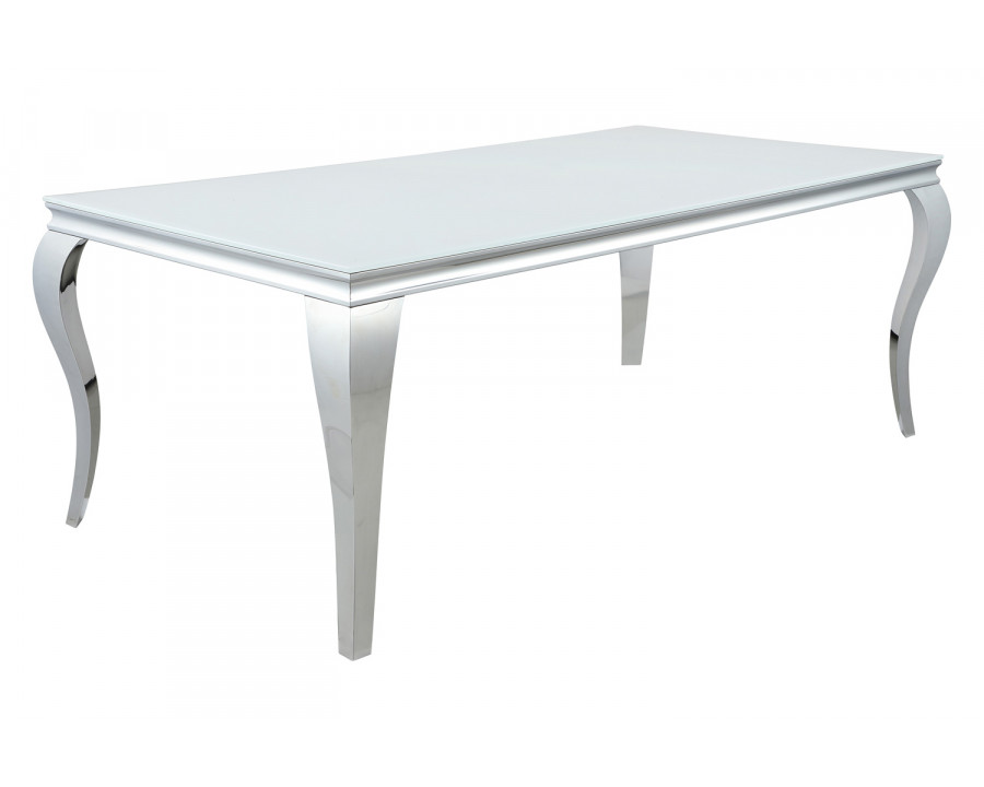 Coaster Carone Rectangular Glass Top Dining Table - White/Chrome