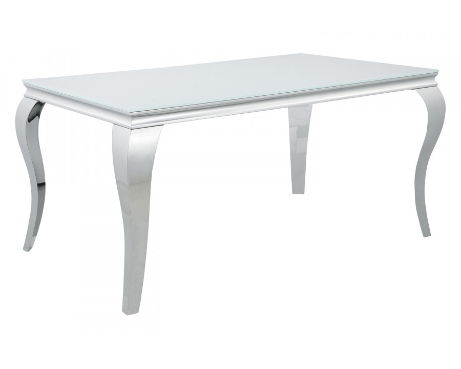 Coaster - Carone Glass Top Dining Table in White/Chrome