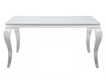 Coaster - Carone Glass Top Dining Table in White/Chrome