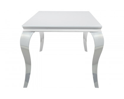 Coaster - Carone Glass Top Dining Table in White/Chrome