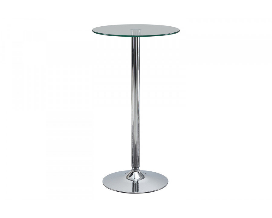 Coaster - Glass Top Round Bar Table in Chrome