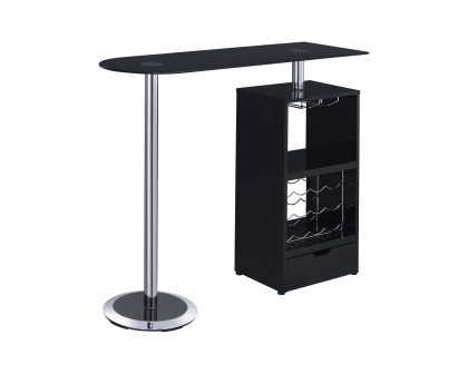 Coaster - 1-Drawer Bar Table Glossy in Glossy Black