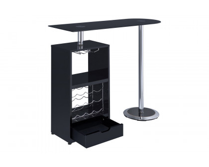 Coaster - 1-Drawer Bar Table Glossy in Glossy Black