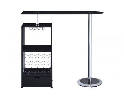 Coaster - 1-Drawer Bar Table Glossy in Glossy Black