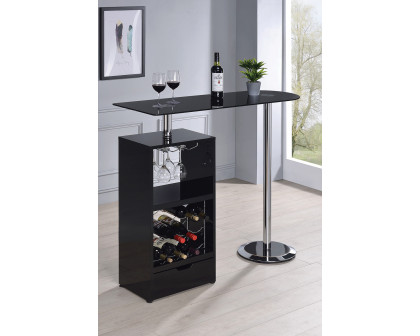 Coaster - 1-Drawer Bar Table Glossy in Glossy Black