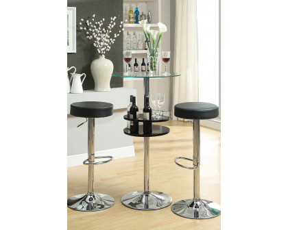 Coaster - Glass Top Bar Table With Wine Storage in Black/Chrome