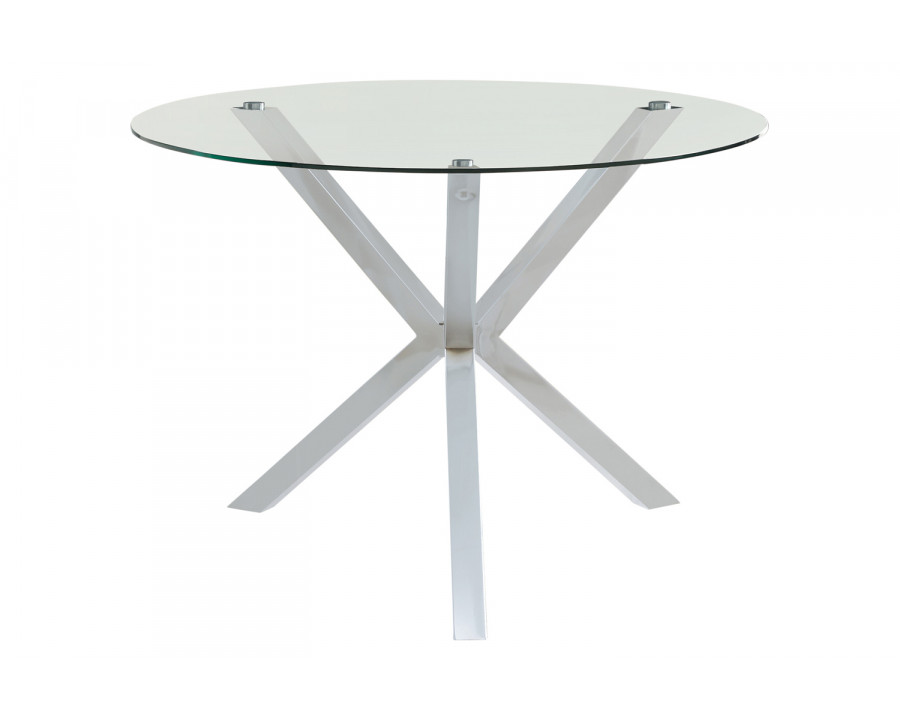 Coaster - Vance Glass Top Dining Table With X-Cross Base in Chrome