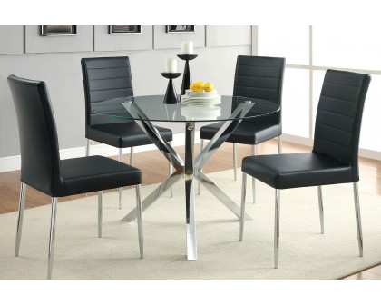 Coaster - Vance Glass Top Dining Table With X-Cross Base in Chrome