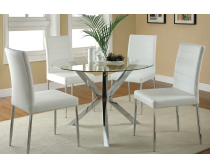 Coaster - Vance Glass Top Dining Table With X-Cross Base in Chrome