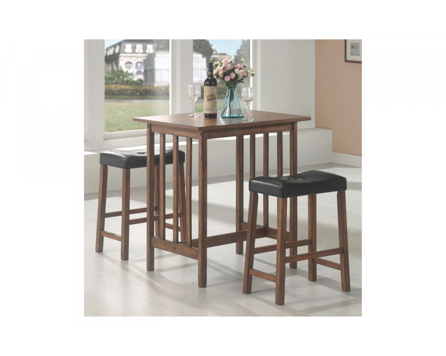 Coaster - 3-Piece Counter Height Set in Nut Brown