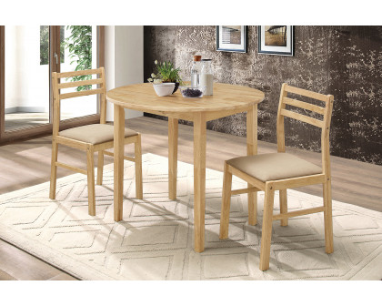 Coaster 3-Piece Dining Set with Drop Leaf - Natural/Tan