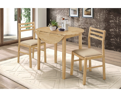 Coaster 3-Piece Dining Set with Drop Leaf - Natural/Tan