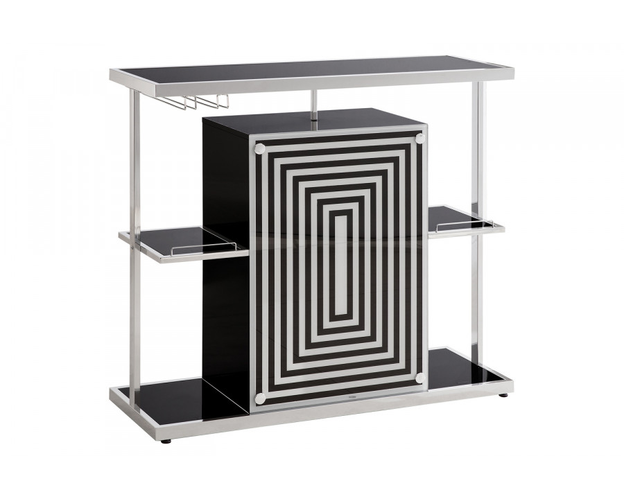 Coaster - 2-Tier Bar Unit in Glossy Black/White