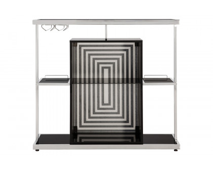 Coaster - 2-Tier Bar Unit in Glossy Black/White